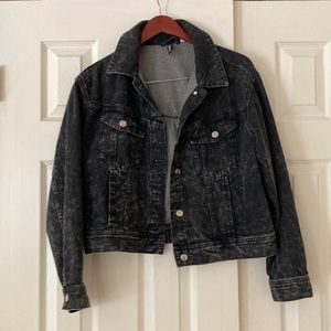 Distressed Faded Black Denim Jacket